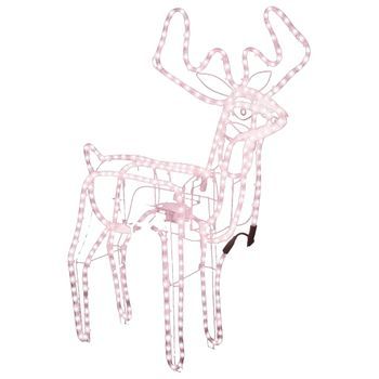 Figuras Renos Navidad Con Cabezas Móviles Blanco Cálido 76x42x87 Cm Vidaxl