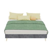 cama moderna minimalista 140x200 - estructura baja terciopelo moderno - gris
