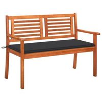 banco de jardin 2 plazas madera maciza eucalipto y cojin 120 cm vidaxl
