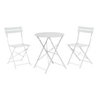mesa 60 cm mas 2 sillas plegables metal blanco conjunto