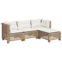 juego de sofas jardin con cojines 4 uds  juego de muebles de jardin ratan sintetico beige cfw5935612