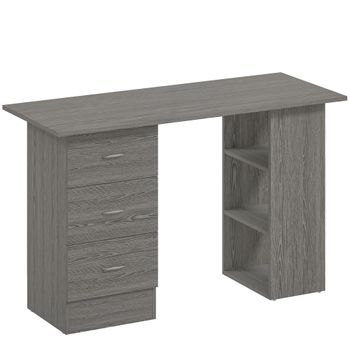 HOMCOM Escritorio Reversible con 3 Cajones y Estantes, 120x49x72 cm, Gris   Aosom España