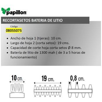 Recortasetos Papillon Bateria Litio 100 Mm - Neoferr
