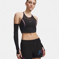under armour velociti elite crop  camiseta de running mujeres-negro rosa
