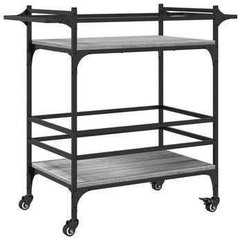 Carrito De Cocina，estantería De Cocina, Carrito De Servir Madera Ingeniería Gris Sonoma 82x40x78,5 Cm