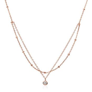 Cadena de plata 925 chapada en oro rosa con circonita cúbica