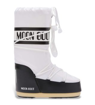 Moon Boot para mujer. 80D1400440 Botas Icon Nylon negro, blanco (31/34), Plano, Ninguno, Casual, Nieve
