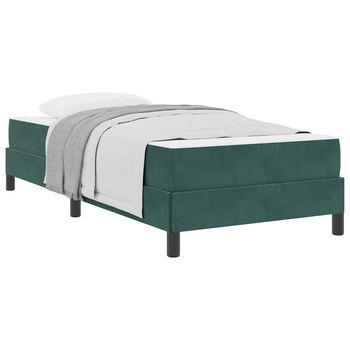 Cama Box Spring Con Colchón Verde Oscuro 80 X 200 Cm Terciopelo