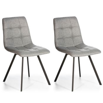 Set de 2 sillas comedor tapizadas en tela gris claro