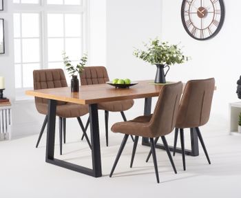 Urban 180cm Industrial Dining Table with Heidi Chairs - Brown, 4 Chairs