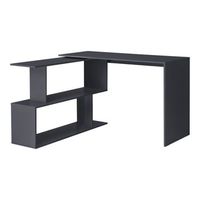 mesa escritorio - 765 x 120 x 50 cm - escritorio de ordenador - mesa de oficina con estantes - mesa en forma l - mesa de esquina - gris oscuro encasa