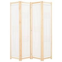biombo divisor de 4 paneles de tela color crema 160x170x4 cm vidaxl