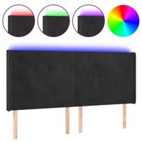 cabecero con led de terciopelo negro 183x16x118128 cm