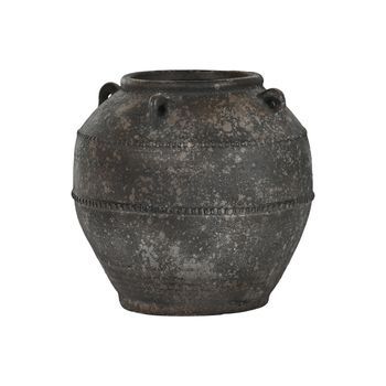 Anfora Ceramica 45x45x40 Envejecido Marron