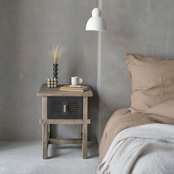 Mesita De Noche De Madera De Pino Maciza Reciclada