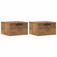 pack 2 uds mesitas de noche  armario de noche  mesa de noche de pared roble artisan 34x30x20 cm