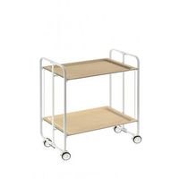 carrito auxiliar con ruedas  bauhaus armazon blanco 2 bandejas haya