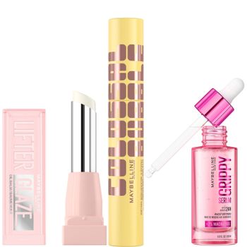 Maybelline Viral Favourites Make Up Bundle with Grippy Primer, Colossal Mascara and Lifter Glaze Lip Balm (Various Shades) - Clear Crave