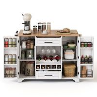 isla de cocina con encimera plegable botellero y cajones 138x70x92cm mdf blanco