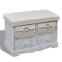 banco de almacenaje de madera de paulownia blanco 62x33x42 cm vidaxl