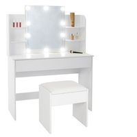 tocador con taburete 108x40x140 cm aglomerado blanco ecd germany