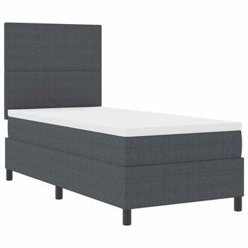 Cama Box Spring Led Gris Oscuro Y 80 X 200 Cm Tela De Pana Vidaxl
