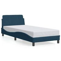 cama para adulto  cama individual  estructura cama con cabecero terciopelo azul 80x200 cm