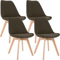 juego de 4 sillas de comedor linares tela marron 50x49x83 cm clp