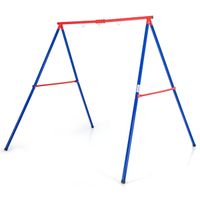 costway estructura de metal para columpio en forma a extra grande en acero resistente con palos 2 maneras de colgarla aguanta 200 kg rojo y azul