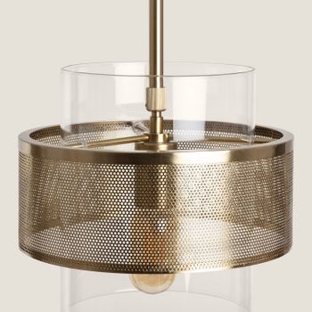 Ledkia Lámpara de Techo Metal y Cristal Jaelyn Dorado