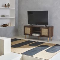 mueble tv de cana trenzada 120cm color  madera oscura