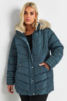 yours abrigo azul acolchado con cuello alzado mujer curvy y tallas grandes yours