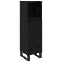 gabinete de bano  armario de bano con estante roble negro 30 x 30 x 100 cm