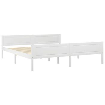 Cama Matrimonial | Cama Para Adultos | Estructura De Cama De Madera Maciza De Pino Blanco 180x200 Cm