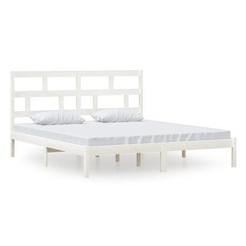 Estructura De Cama De Madera Maciza Blanca 180x200 Cm