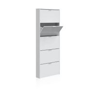 zapatero de 5 puertas abatibles 70x180 cm melamina blanco brillo