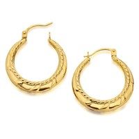 9ct Gold Rope Design Creole Hoop Earrings - 24mm - G2475