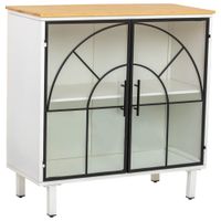 aparador de vidrio y madera 2 puertas 81x355x80h cm - blanco