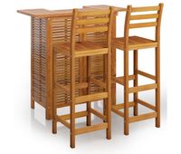 juego muebles de bar para jardin 3 piezas madera maciza de acacia