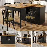 mesa de bar extensible 120r180 cm giratoria 360 con espacio de almacenamiento diseno negro para saloncomedor