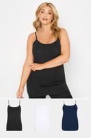 juego 3 tops de tirantes en negro y azul  mujer curvy y tallas grandes yours