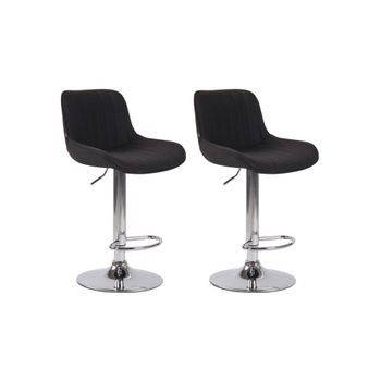 Set de 2 Taburetes de bar regulable en Tela Negro