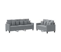 vidaxl juego de sofas con cojines 2 piezas tela gris claro