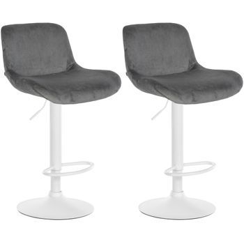 Lote De 2 Taburetes De Bar Solon Blanco Terciopelo Gris Oscuro 50x50x85 Cm Clp