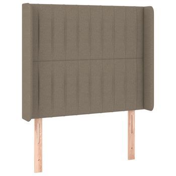 Cabecero Cama | Panel De Cabecera Con Orejas De Tela Gris Taupe 93x16x118/128 Cm