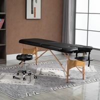 cama de masaje plegable de haya pu homcom 210x81x92 cm - negro