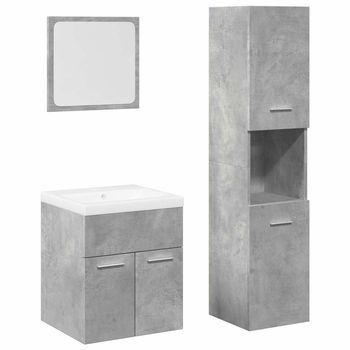 Juego 4 Uds Muebles De Baño | Armario De Baño Madera Contrachapada Gris Hormigón