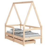 cama individual  cama infantil  estructura de cama para ninos con cajones madera pino 70x140 cm
