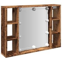 mueble con espejo y led madera ingenieria envejecida 76x15x55cm vidaxl