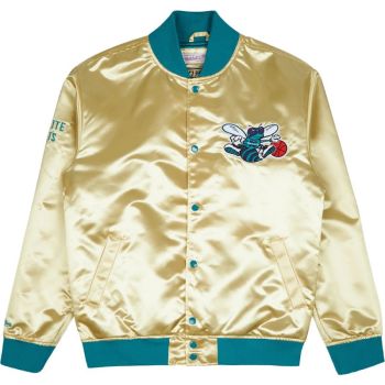 CHAQUETA CHARLOTTE HORNETS NBA SATIN GOLD MITCHELL AND NESS